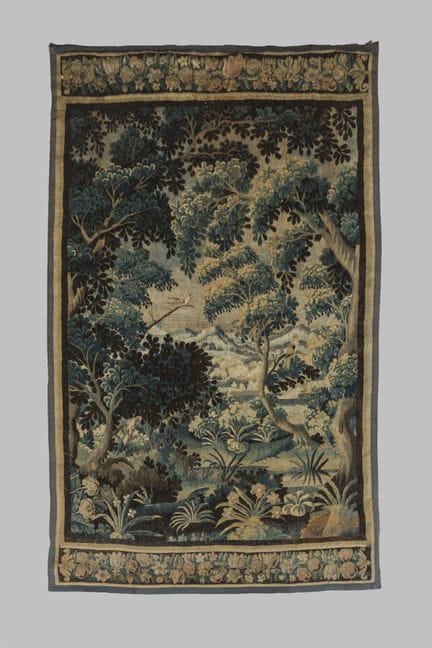 18世纪奥布松地毯。羊毛门帘，饰有鸟类图案。266 x 162 厘米