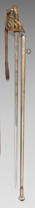 Sciabola da regalo, guardia in bronzo, sei bracci 