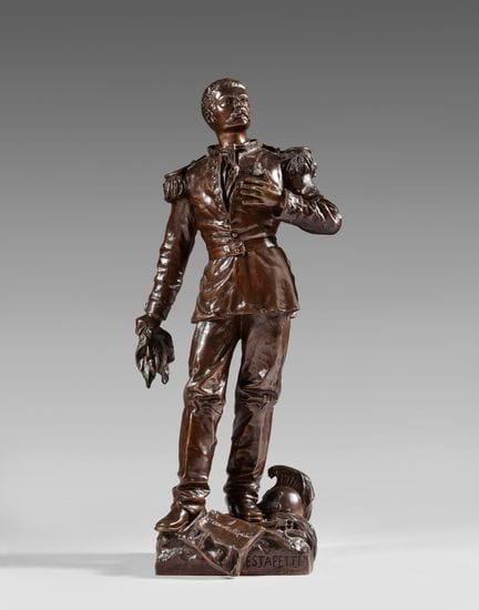 Charles Anfrie (1833/1905), “L'Estafette”, bronzo 