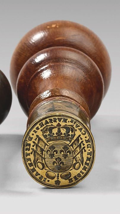 Sigillo per ceralacca, ovale in ottone: “RÉGIMENT 