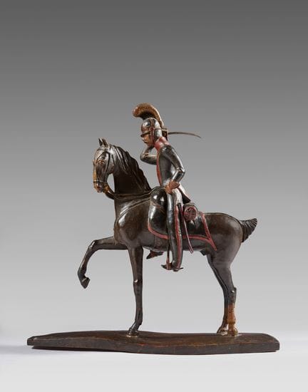 *Grande cavaliere in legno, intagliato e dipinto: 