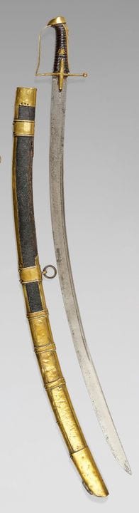 Rara sciabola da ussaro modello 1752, guardia in o