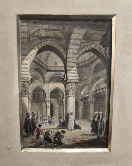 Lot de 3 gravures comprenant : 
-Intérieur d'une m