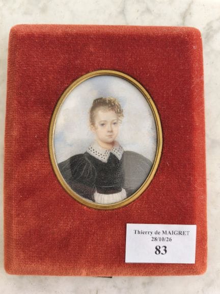 Adéle BLANC, 1830 
Portrait de fillette 
Miniature