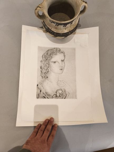 D'après Foujita. Jeune fille à la rose. Lithograph