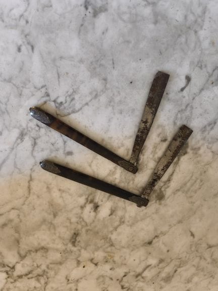 Deux rasoirs en argent, acier et écaille 
Ref 199