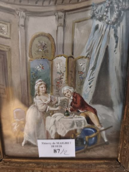 F. REGNAULT 
Deux scènes galantes 
Paire de gouach