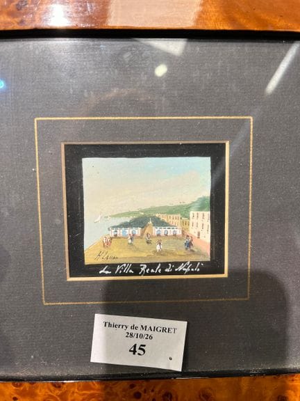 意大利画派
那不勒斯皇家别墅
左下角署名 H. Laura 水粉画
编号 56