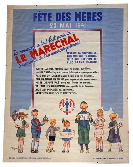 法国
1941年5月25日母亲节海报。
巴黎贝多斯公司（Polychrome Imprimerie 