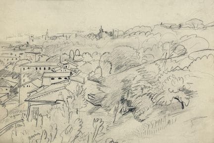 Jules FLANDRIN (1871-1947). 
Vista dai tetti di Ro