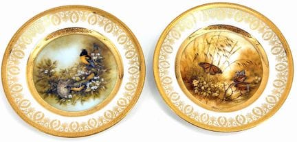 Ch. FIELD HAVILAND - LIMOGES。 
两个小瓷盘，分别名为 "君主 "和 "