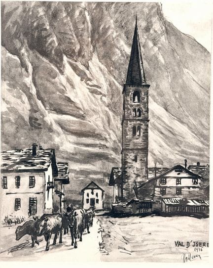 Joanny DREVET (1889-1969). 
Val d'Isère. 
Acquatin