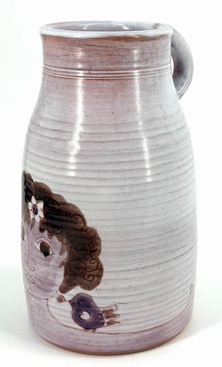 罗伯特（1930—2008）和让·克卢蒂耶（1930—2015）
粉色花瓶，带小提手，饰有女性面容图