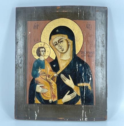 RUSSIA . 
Icona raffigurante una vergine . 
Pittur