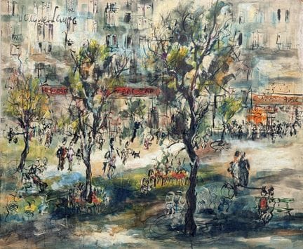 Jacques SAUZE (1925) 
Piazza animata a Parigi (?).