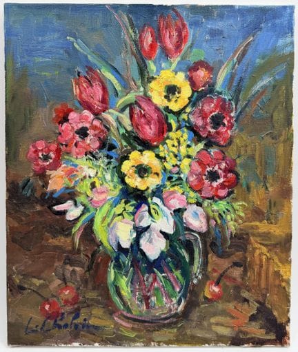Léon CHALOIN (1920-1982). 
Mazzo di fiori di campo