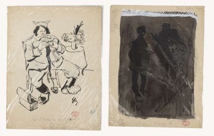 Théodore VAN ELSEN (1896-1961) Deux dessins sur pa