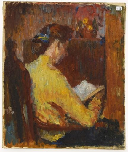 Théodore VAN ELSEN (1896–1961) Woman Reading. Oil 