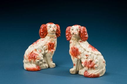 Pair of fine earthenware dogs
Staffordshire ware. 
