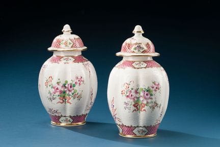 In the Chinese Style 
Lidded vase with polychrome 