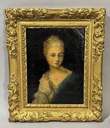 ESCUELA del siglo XVIII.
«Retrato de una joven»
Ól