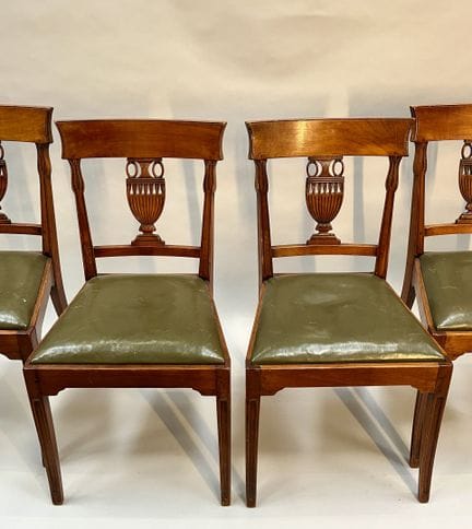 FOURTEEN MAHOGANY CHAIRS, with backs decorated wit