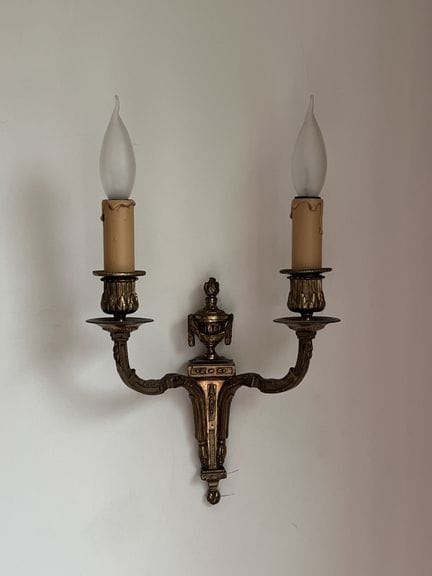 PAIR OF gilded bronze wall sconces with two light 