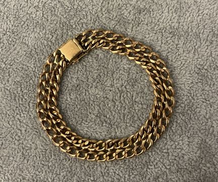 750-thousandths yellow gold chain bracelet with tw