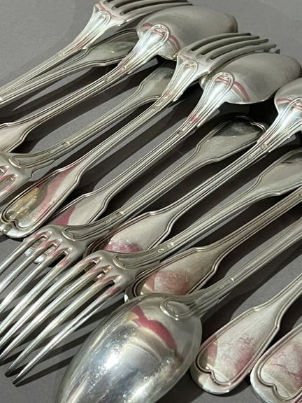 JUEGO DE CUATRO COVERTOS PARA POSTRE de plata, mod