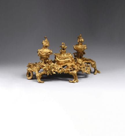 Grande calamaio da scrivania in bronzo ridorato, c