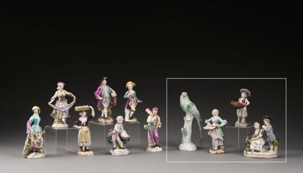 Allemagne
Quatre figures et un perroquet branché, 