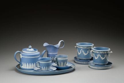 Servizio da tè “Tête à tête” in porcellana blu e b