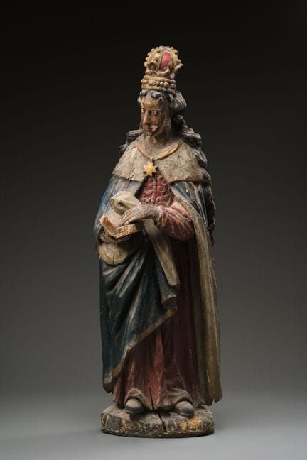 Scultura in legno policromo raffigurante una Santa