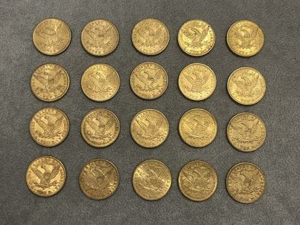 USA: 
10-Dollar-Münze „Liberty“: 20 Exemplare: 188
