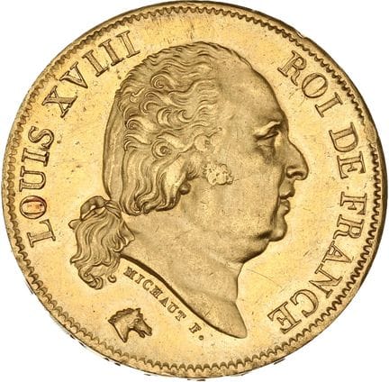 LOUIS XVIII (1815-1824)
40 francs or. 1824. Paris.