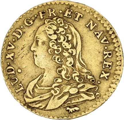 LOUIS XV (1715-1774)
Demi louis d'or aux lunettes.