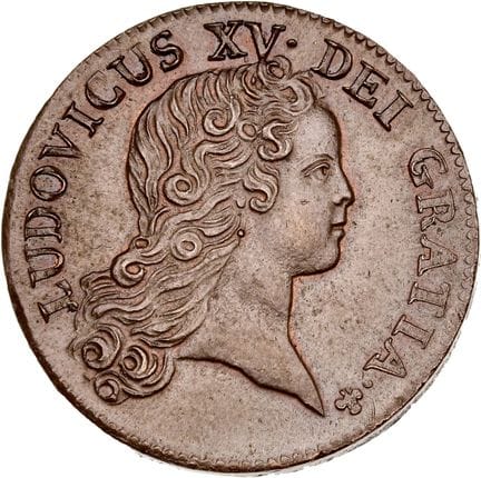 LOUIS XV (1715-1774)
Sol. 1719. Paris.
Tête nue en