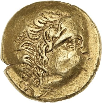 ANDÉCAVI, région d'Angers
Statère d'or. 7,47 g.
Tê
