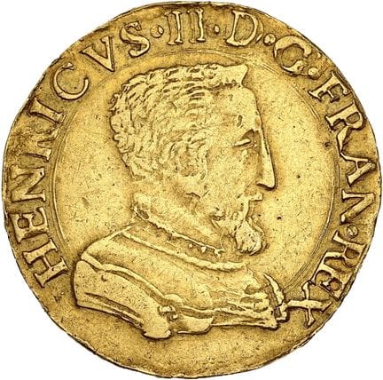 HENRI II (1547-1559)
Double Henri d'or, 1er type. 