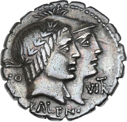 FUFIA (70 av. J.-C.)
Denier.
Tête laurée de l'Honn