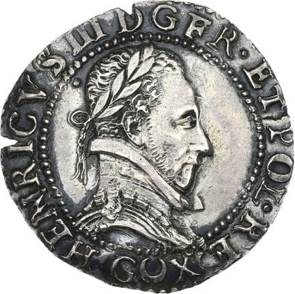 HENRI III (1574-1589)
Demi franc au col plat. 1586