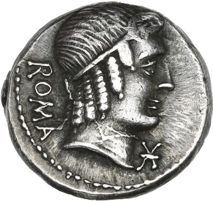 CAECILIA (182-80 av. J.-C.)
Denier.
Tête diadémée 