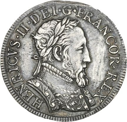 HENRI II (1547-1559)
Teston du moulin, 4e type. 15