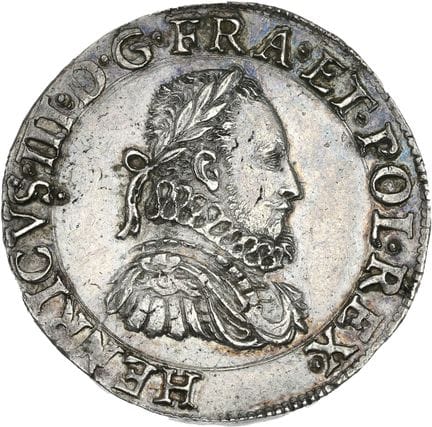 HENRI III (1574-1589)
Teston. 1576. Poitiers.
Bust