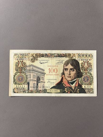 100 NF „Bonaparte“ mit Aufdruck „10.000 F“ vom 30.
