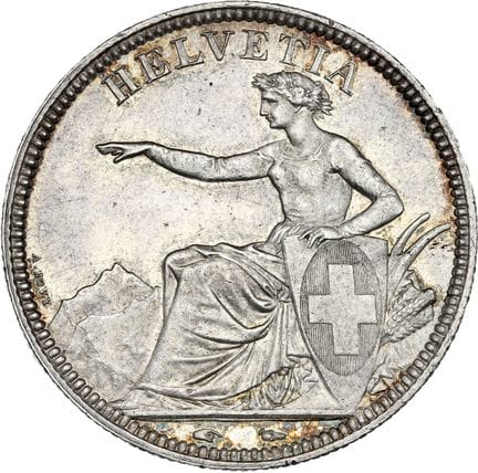 SUISSE : Confédération
5 francs. 1851A. 
kM. 11.
P