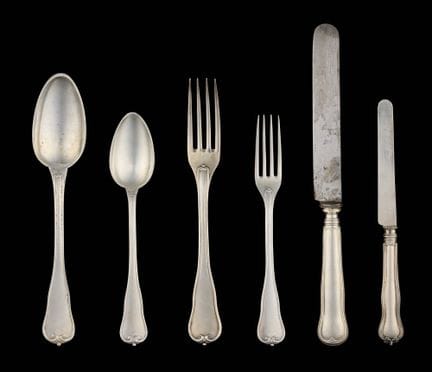 19th-century Belgian and French silverwork.
Silver