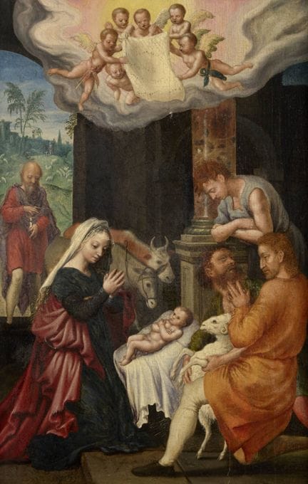 École flamande 17e.
Huile sur panneau: Nativité.
D
