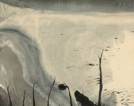 高行健 中国画派（1940）。
纸本水墨画：《风》。
画作上标有“高行健”的签名缩写。
随附购买发票