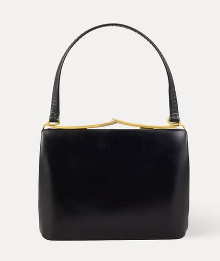 Delvaux，70年代。
皮具：黑色“Boxcalf”皮革晚宴包。
Delvaux品牌。
附原装盒